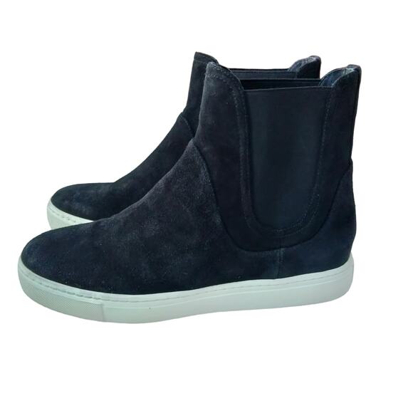 Vince Sz 7 Newlyn Black Suede Hidden Wedge Platform High Top Sneaker Bootie - Picture 2 of 10